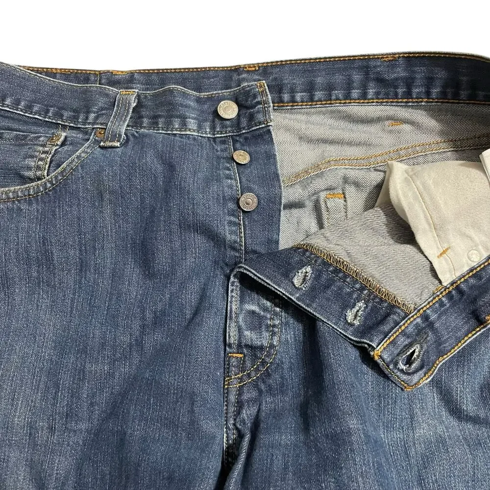 Levis 501 Jeans Size 38 Blue Regular Straight Leg Button Fly Medium Wash Denim